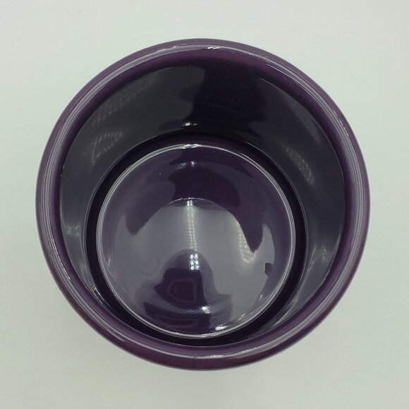 Longaberger Pottery Woven Traditions Eggplant Salt Crock Purple Pint Crock - Picture 3 of 5